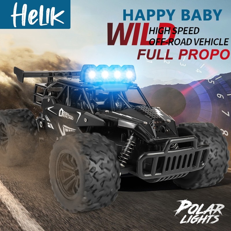 Mobil Remote Control Full Propo RC Mobil Offroad dengan Lampu LED Bodi Alloy Frekuensi 2.4GHZ