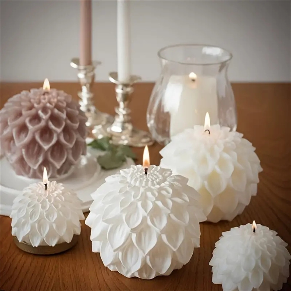 

3D Lotus Flower Ball Candle Silicone Mold DIY Lotus Flowers Candle Making Tool Soap Resin Mold Aromatherapy Plaster Home Decor