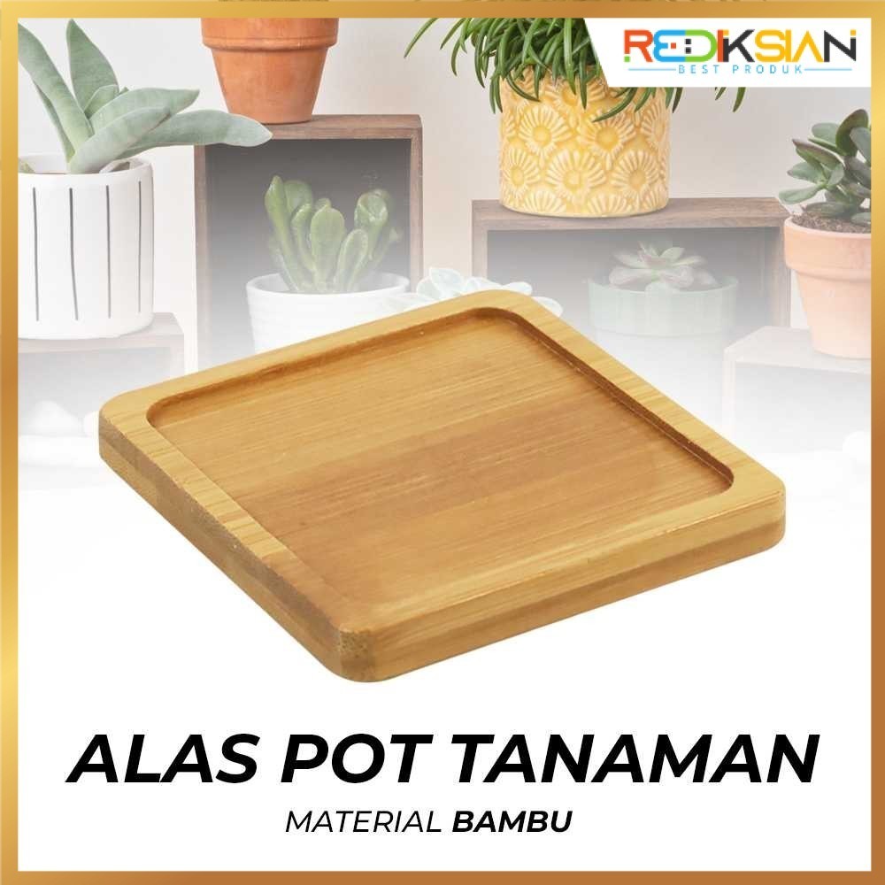 Alas Tatakan Pot Tanaman Gelas Minimalis| Tatakan Bambu Model Persegi