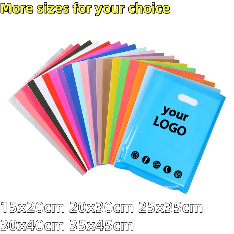 

10/20PCS Shopping Plastic Bags Reusable Flat Tote Bag Gift Bag Custom Printing Logo Corporate Event Promotional Packaging Bags