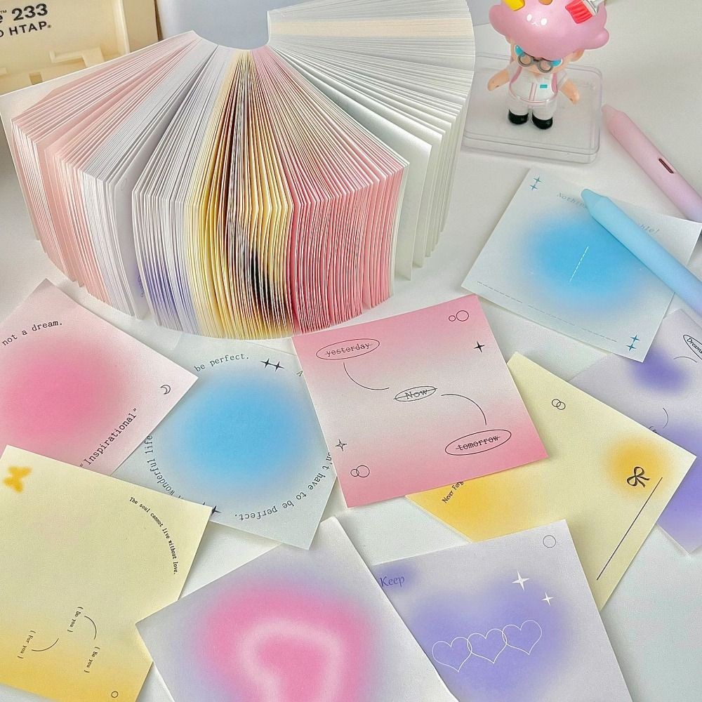 

400Sheets Multifunctional Gradient Memo Pad Dusk Sun Halo Tearable Message Notes Non-Sticky Note Paper School Office