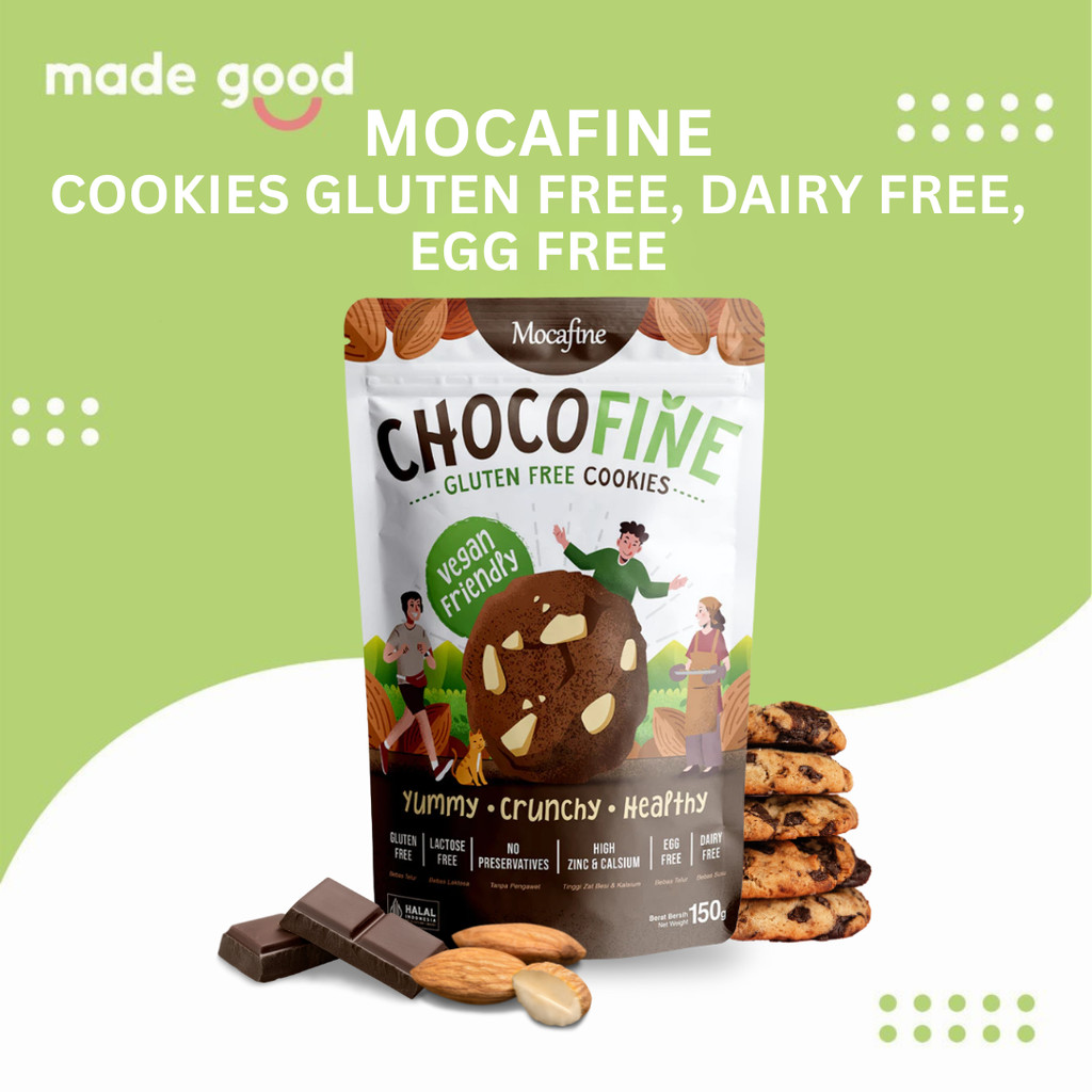 CHOCOFINE Vegan Gluten Free Cookies 150gr Camilan Sehat MOCAFINE Tanpa Gluten, Telur, & Susu