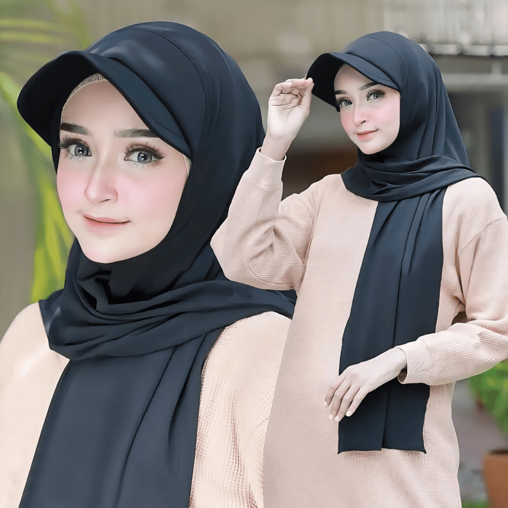 Kamilah Collection - Kerudung Topi Pashmina Oval Jersy Instan Sporty Hijab/Jilbab Olahraga/Pashmina