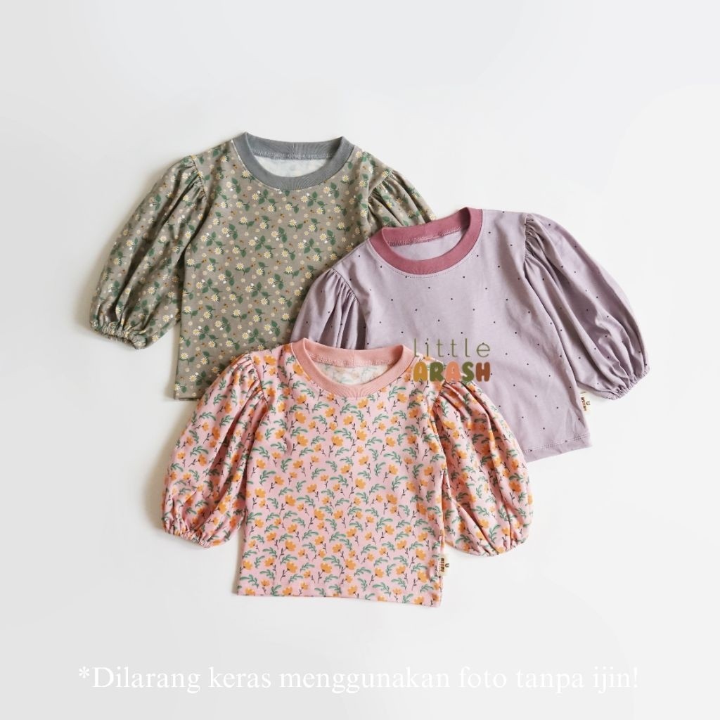 Little Arash | BICCI Blouse | Blouse anak motif | Kaos lengan balon anak | Kaos anak perempuan