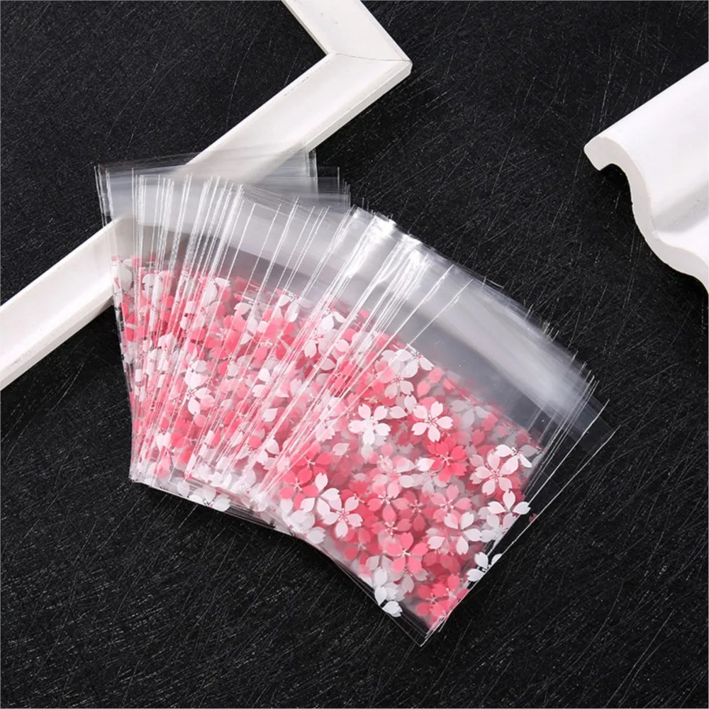 

100/200Pcs opp bag Plastic Packing Bags for Biscuits Candy Cookies Flower Self-Adhesive Bags Jewelry Party Gift Packaging