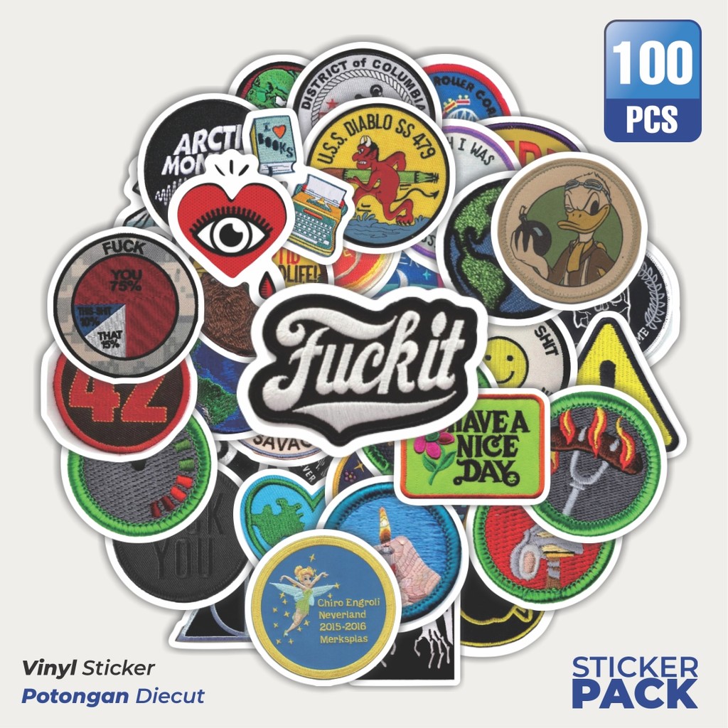 

Super Hemat! 100 PCS Stiker Patch V1 Waterproof Aesthetic- Untuk Laptop, Motor, dan Helm - Paper Stationery Pack