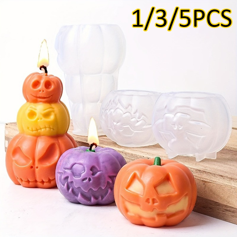 

1-5PCS 3D Pumpkin Candle Silicone Mold DIY Halloween Resin Plaster Soap Making Molds Handmade Craft Gift Home Holiday Decoration