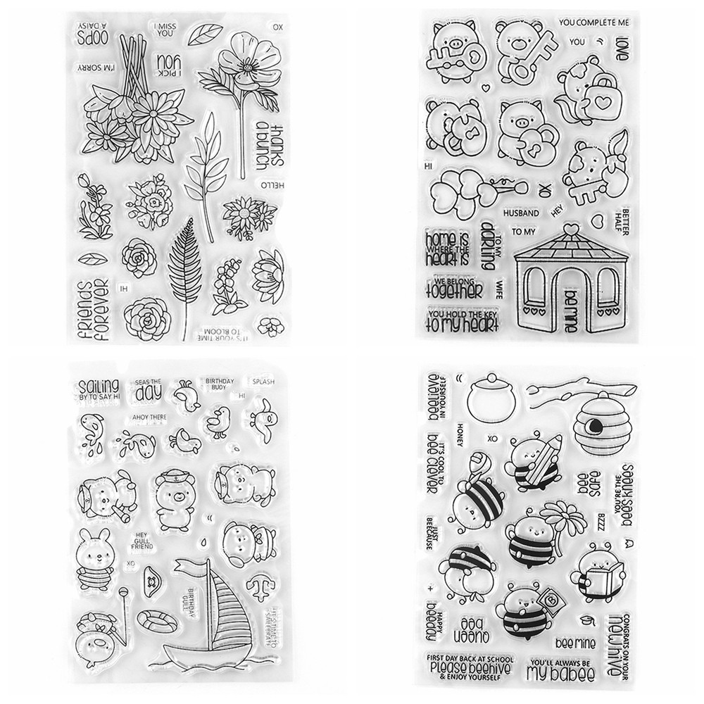 

Bloom Flowers Stamp and Cutting Dies Key To My Heart Clear Stamps For DIY Scrapbooking Decoration Paper Craft Album Card Making