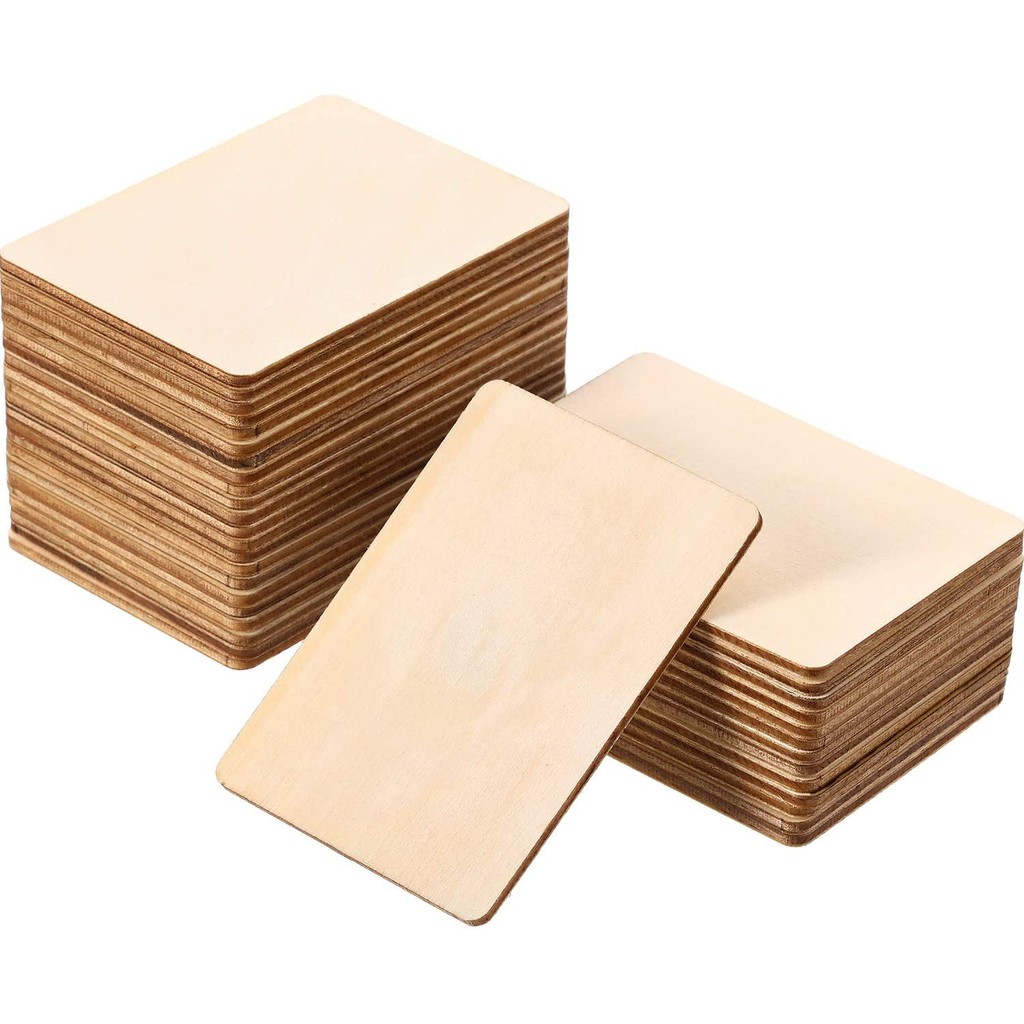 

30pcs Blank Wood Squares Pieces Unfinished Round Corner Square Wooden Cutouts for DIY Arts Craft Project Laser Engraving Carving