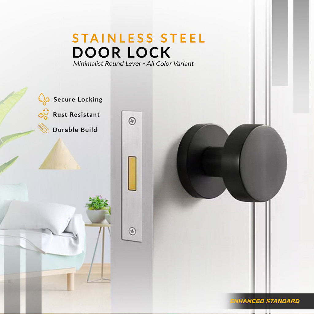 Kunci Pintu Gagang Bulat Tipe Magnetic Stainless Steel