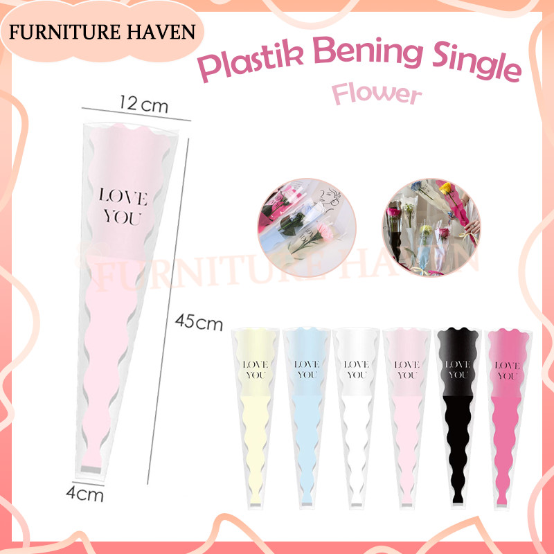 

Plastik Single Bouquet Buket 50 Lembar/Cellophane 1 Tangkai Single Love You/Single Rose Slevee Bag Pembungkus