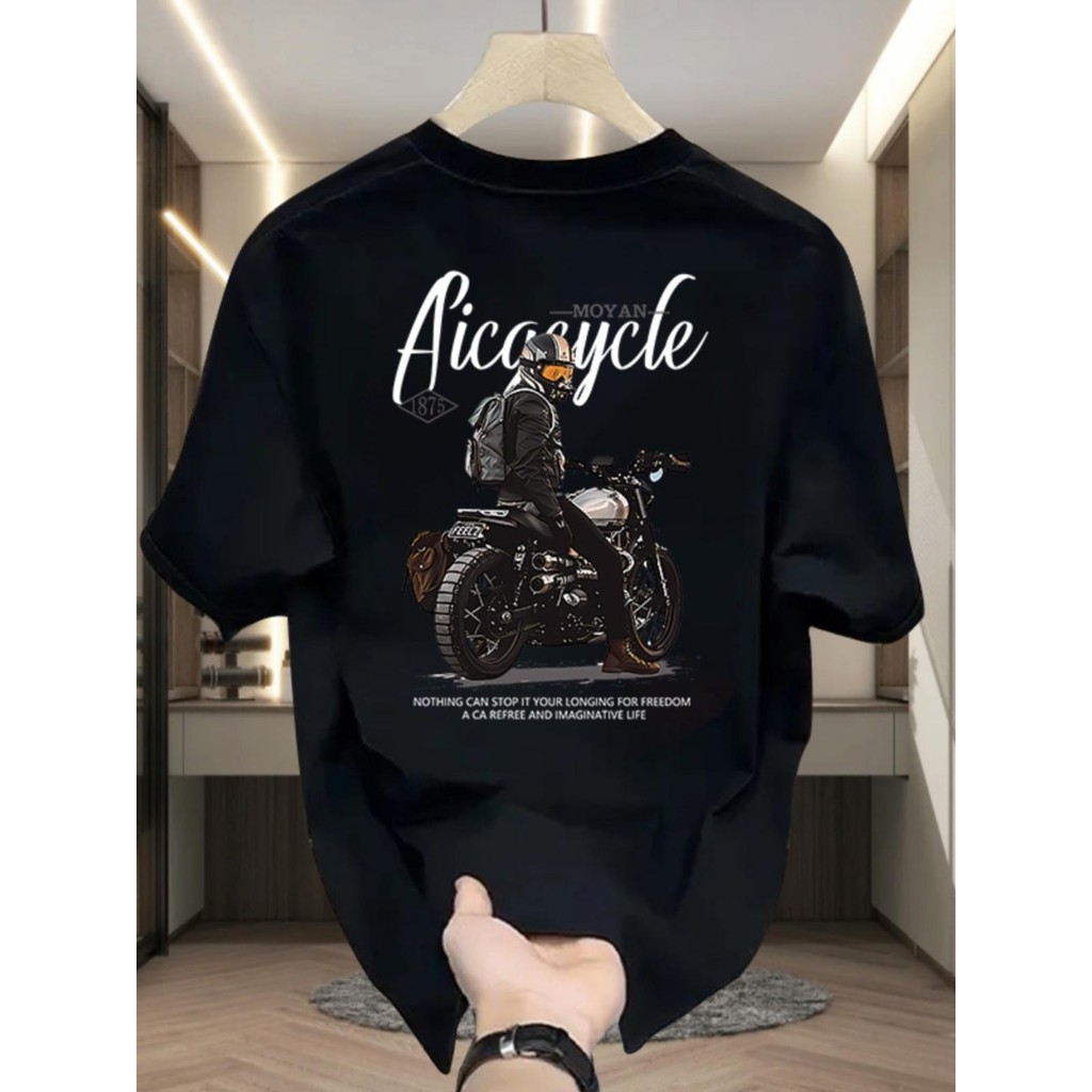 Baju Kaos Distro Pria keren Retro Oversize t shirt Kaos Hitam Pria 100% Cotton 24S C1611