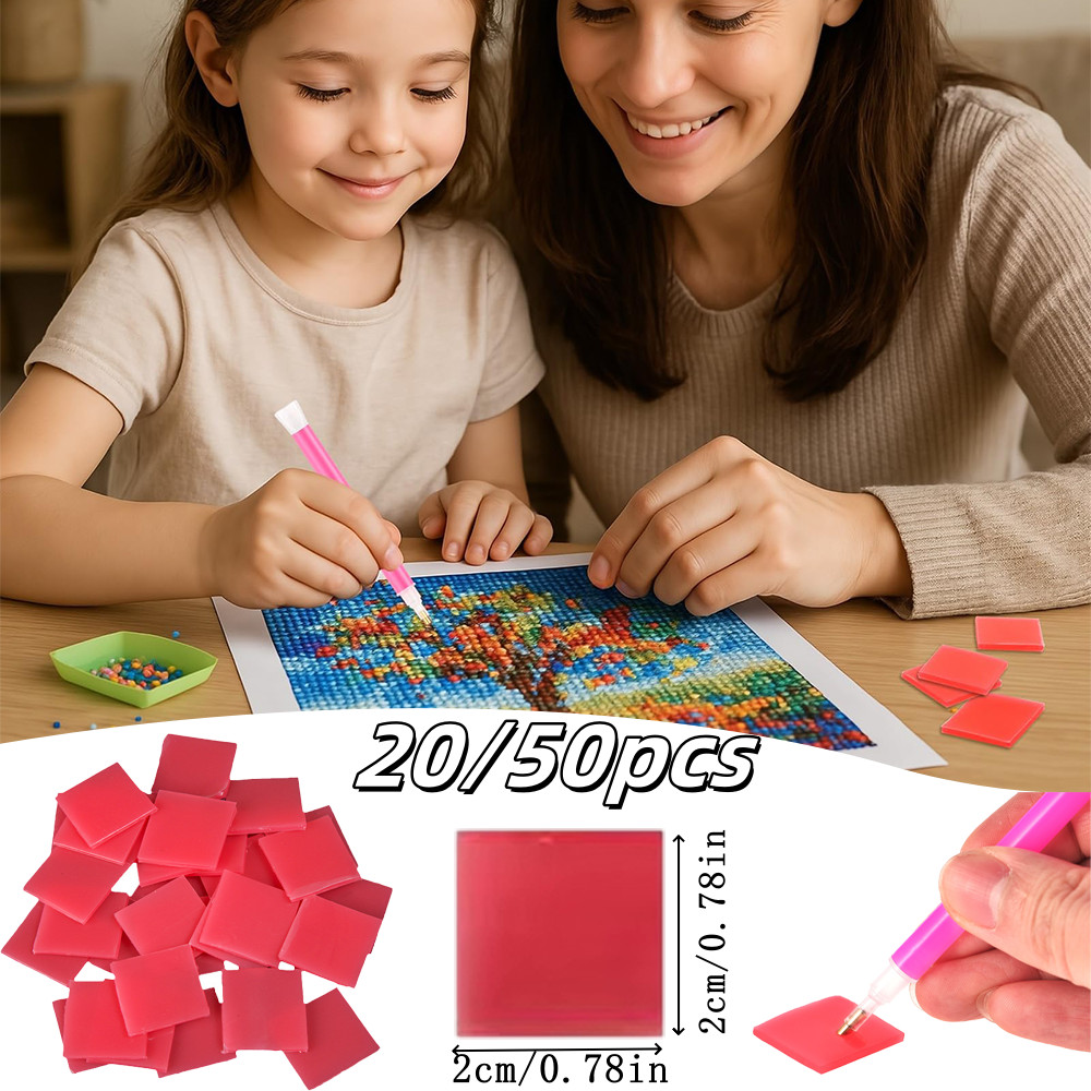 

20/50pcs 2x2cm Diamond Painting Accessories Glue Clay Wax Mud Simple Handcraft Diamond Cross Stitch Painting Accessories Tools