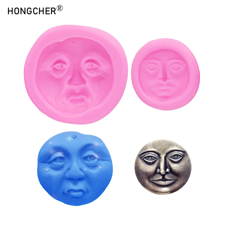 

2pcs human face diy creative handmade chocolate flip candy cake baking silicone mold resin jewelry accessories drip molds