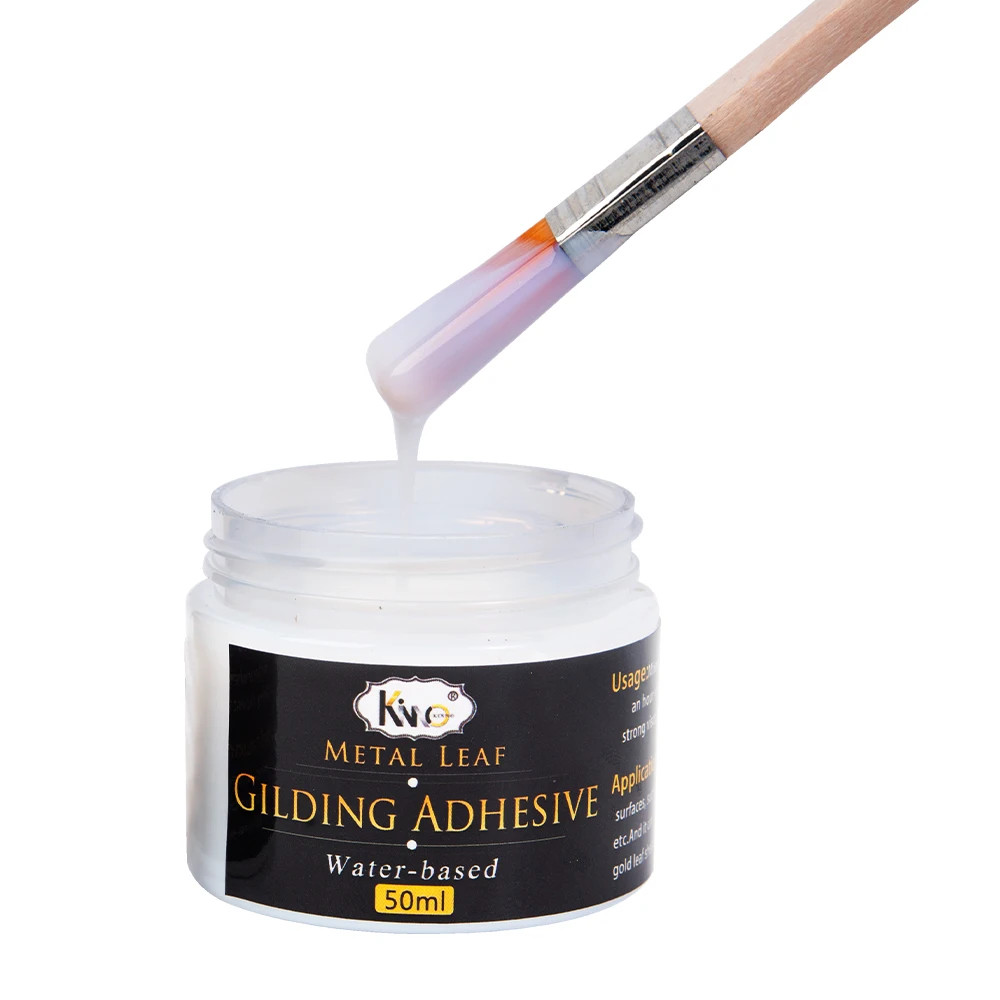 

50ml Gilding Glue Gold Leaf Foil Water-based Glue for Metal Foil Sheets Arts Craft Paper Home Decoration Varnish&Brush