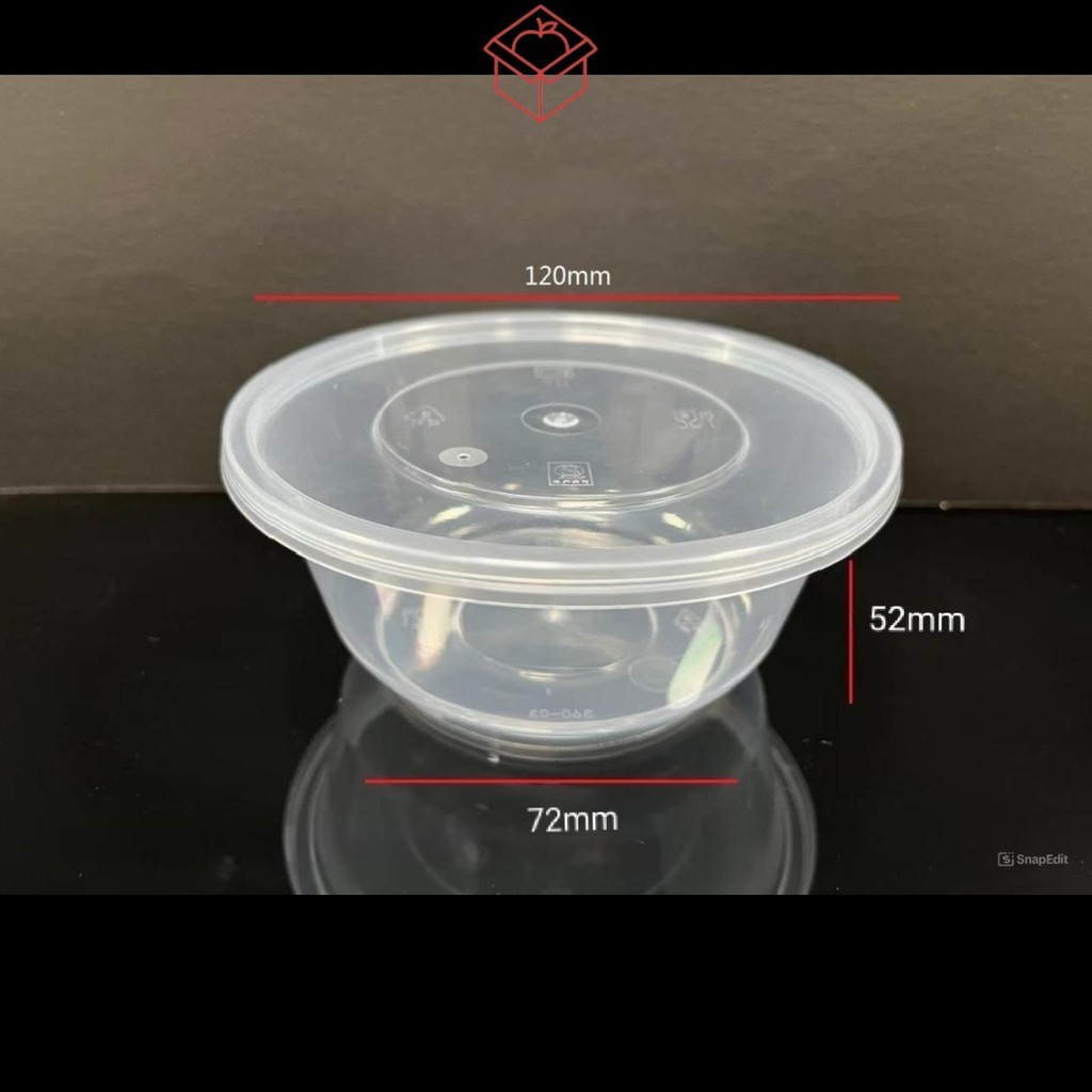 Mangkok plastik 360 ml Bowl / Thinwall BULAT 360ml + tutup cup
