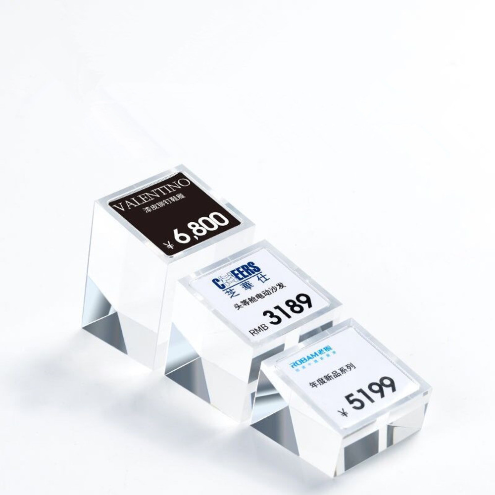 

Mini Acrylic Sign Holder Display Stand Price List Label Holder Small Wood Name Price Label Paper Card Tags
