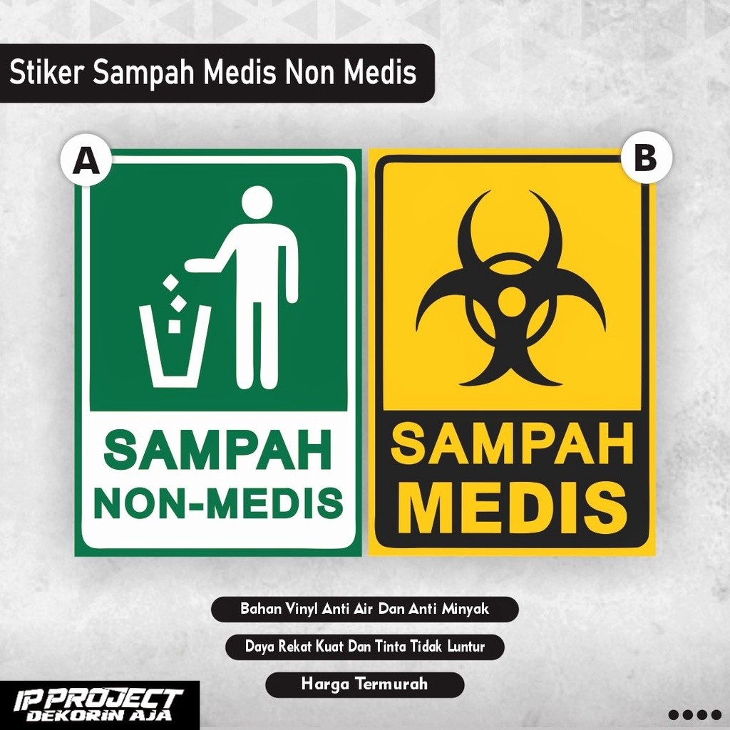 

Stiker sampah medis non medis / sticker limbah medis / sticker limbah non medis / stiker sampah