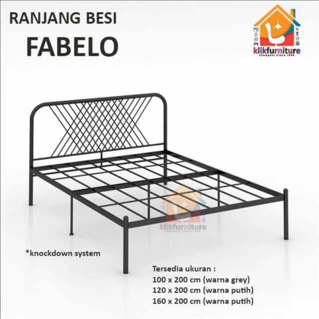 Ranjang Besi Tempat Tidur Besi Minimalis FABELO - 100x200cm(Grey)
