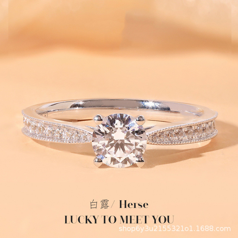 Ledakan cincin klasik empat cakar 1 karat putri buatan cincin berlian karbon tinggi cincin pertunang