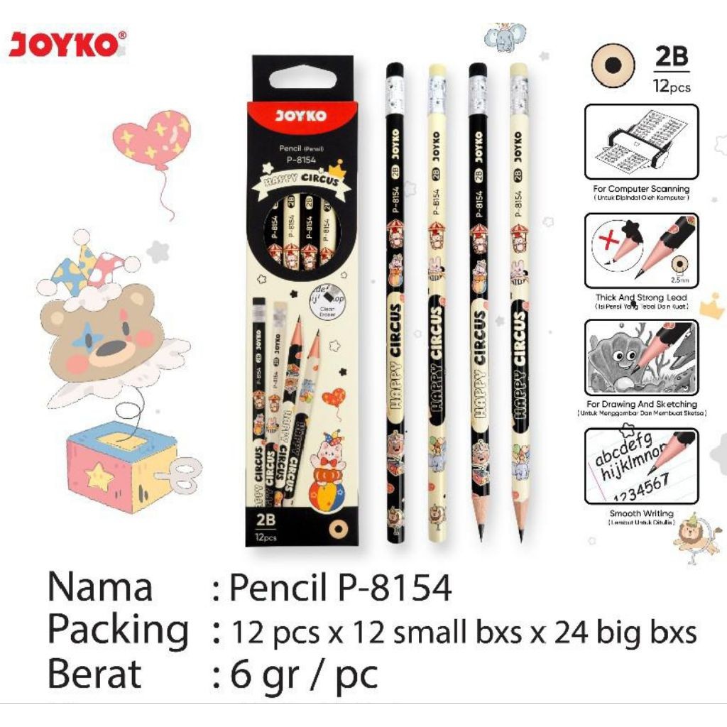 

Pensil 2B Joyko P.8154 ( 1pak/12pcs )