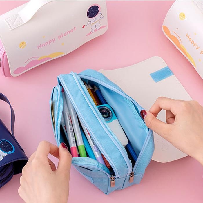 

Mismi Bea Pencil Case Lucu Kapasitas Besar Dual Slot Kotak Pensil Sekolah Stylish - PC3B - Orange