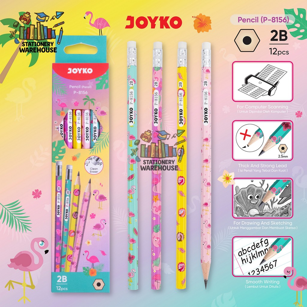 

Pencil JOYKO Pensil P-8156 2B 1 Box 12 Pcs Flamingo