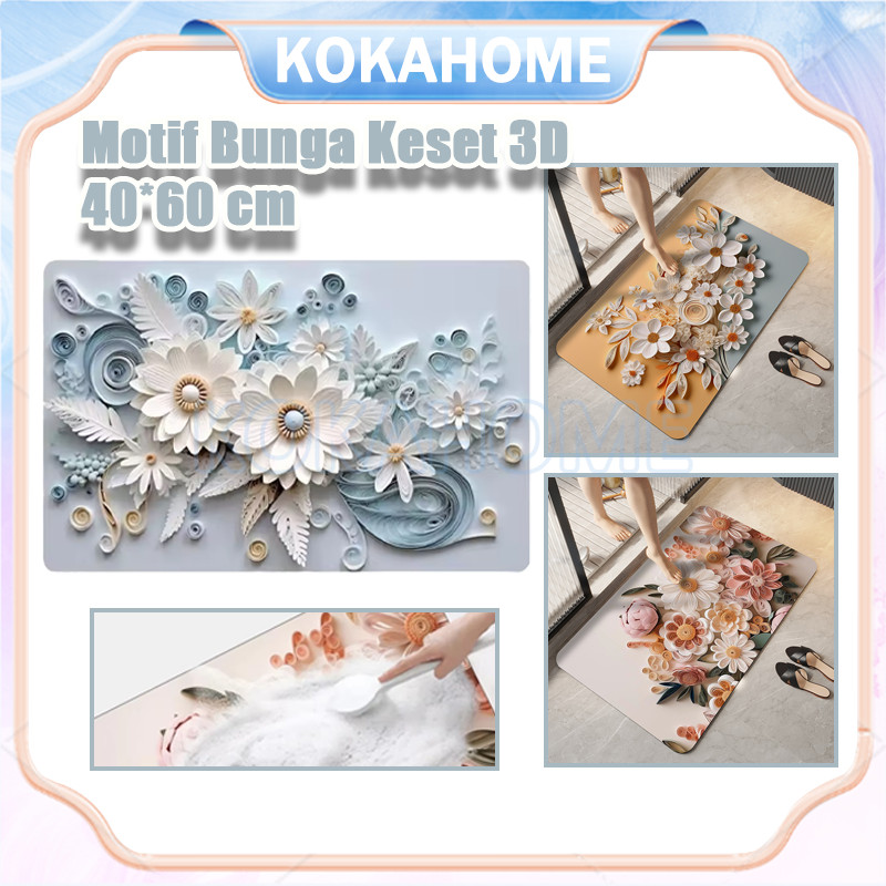 Keset Diatomite 3D/Kamar Mandi Keset Lantai Menyerap Air/Kaki Kamar Mandi