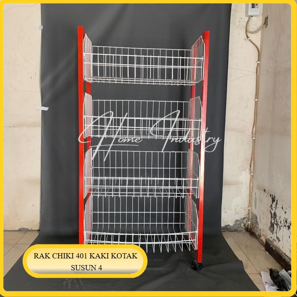 RAK CHIKI KAKI KOTAK 401 /Rak display/keranjang jajan/Rak toko/rak penyimpanan