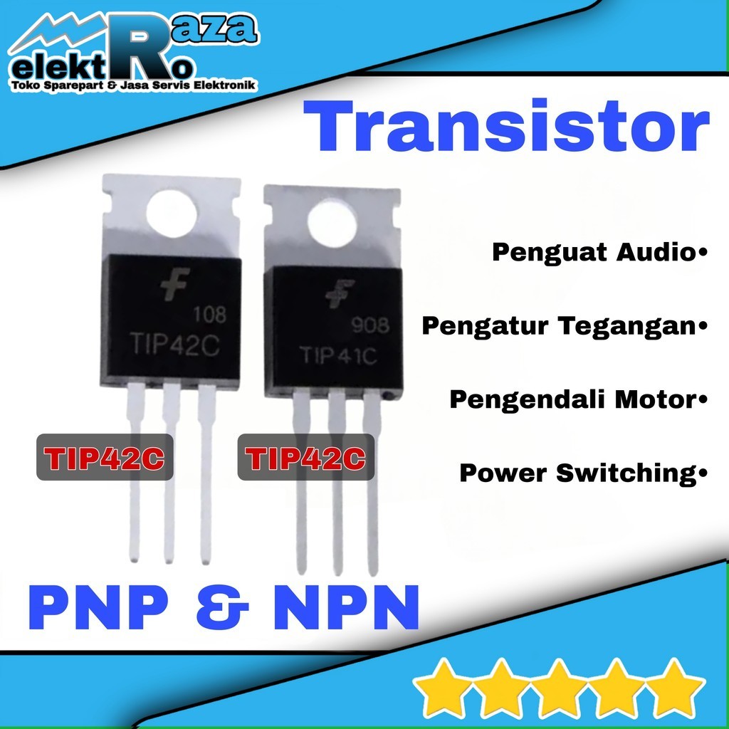 TR Transistor TIP41C TIP42C NPN PNP Penguat Audio Pengatur Tegangan Pengendali Motor Power Switching