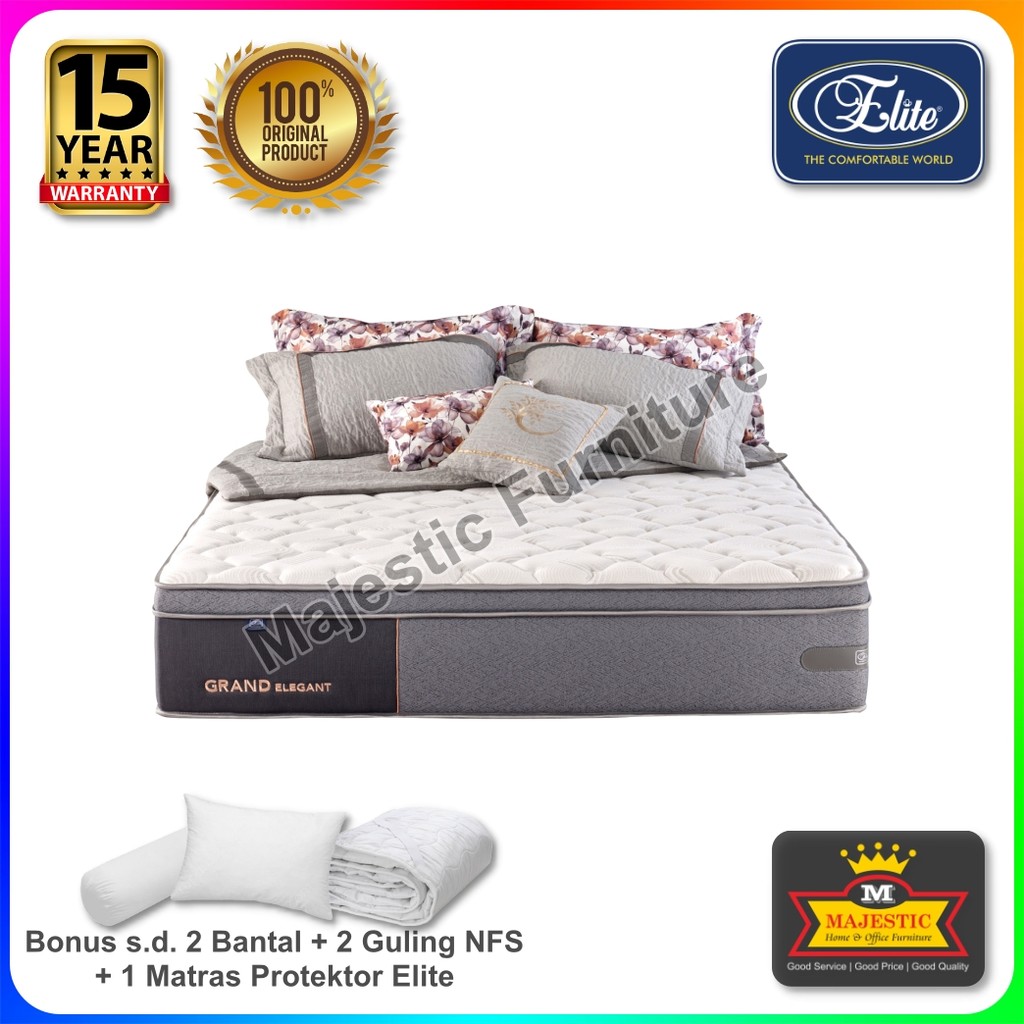 Kasur/Matras Spring Bed Elite Grand Elegant (Bonus Bantal + Guling + Matras Protektor) - 90/100/120/
