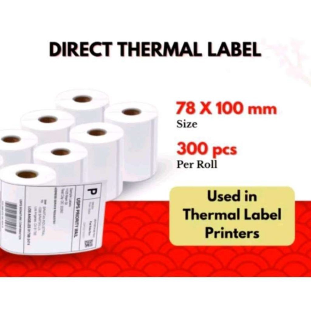 

JJ Kertas Sticker Stiker Label Thermal Resi 78x100 mm isi 300 Lembar per Roll