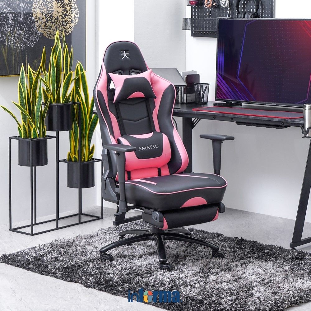 Informa Urania Kursi Gaming - Pink/Hitam Gaming Chair Tempat Duduk Bermain Game Profesional Kursi Ko