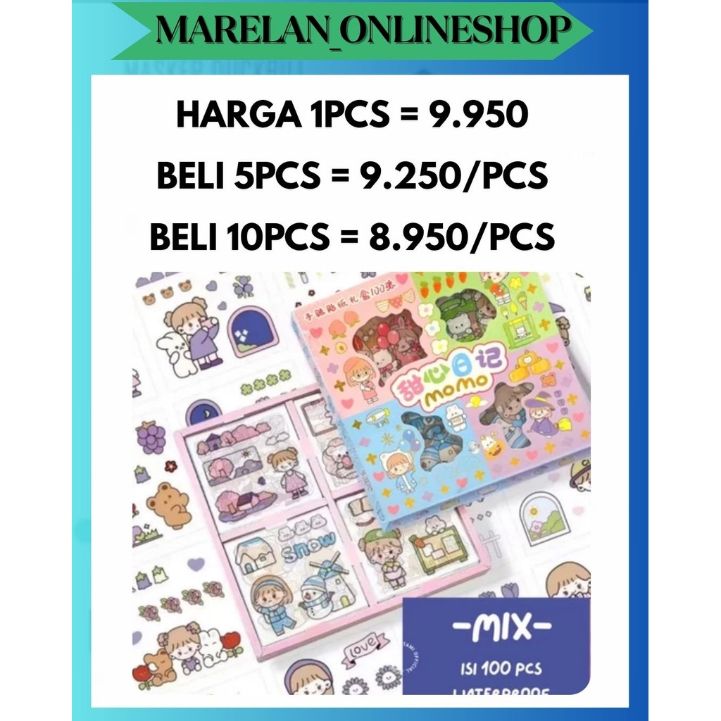 

MOS STICKER LABUBU VIRAL MOMO NONO ISI 100 LEMBAR / BOX WATERPROOF PET STIKER NEW