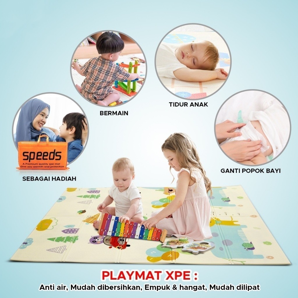 Karpet anak-anak, tikar bermain bayi lipat 180x200cm, tikar bermain lipat, tikar bayi 200x180cm, tik