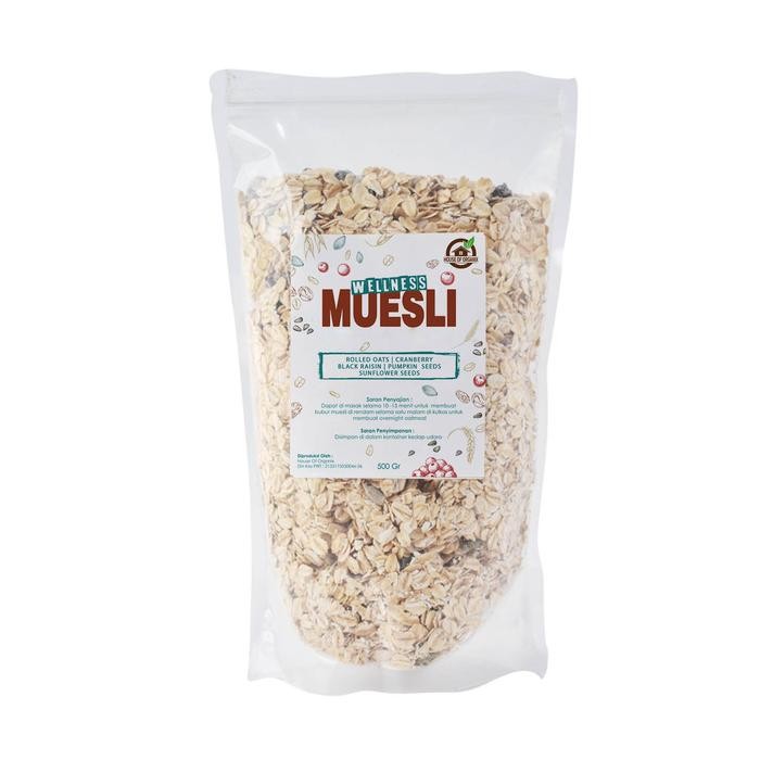 

House Of Organix Wellness Muesli 500 Gr | Sereal Oatmeal Granola Susu Food Kismis Diet Makanan Bayi bebas lemak trans 12 bulan