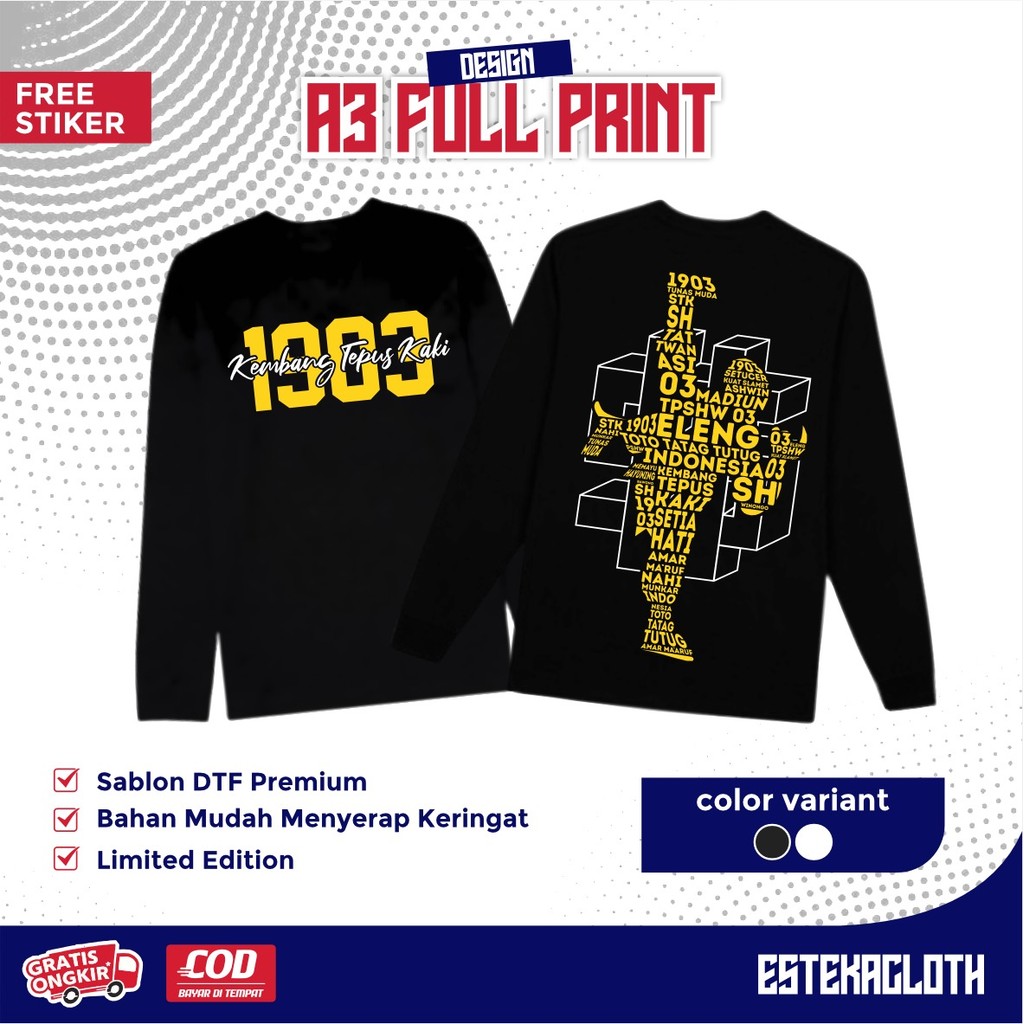 KAOS LENGAN PANJANG PSHW  1903 KEMBANG TEPUS KAKI - T-SHIRT LONGSLEEVE PSHW - KAOS LENGAN TANGAN PAN