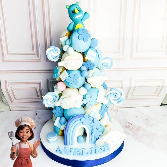 

Donat/Donat Ulang tahun/Donat Tower Tema Cinnamoroll and Rhinoceros/Kue Birthday Catering Malang DMT