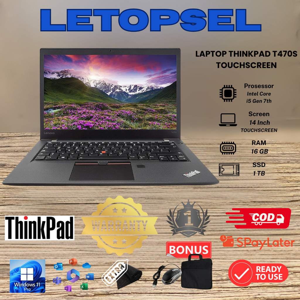 LAPTOP LENOVO THINKPAD T470S / T460S / T470 / T460 i7 Gen 8 RAM 32GB/1TB FREE MOUSE & TAS LAPTOP