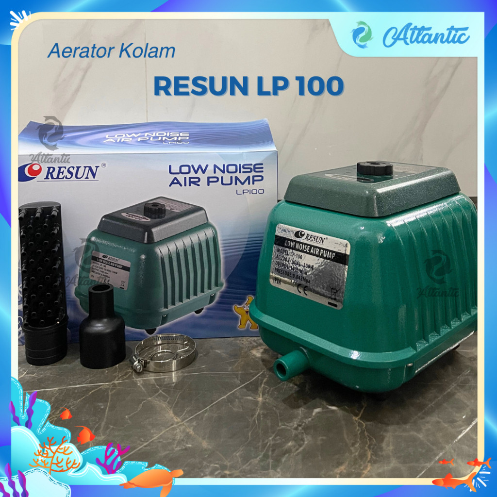 RESUN LP 100 POMPA UDARA AERATOR AIR PUMP AQUARIUM KOLAM AERATOR KOLAM ORIGINAL