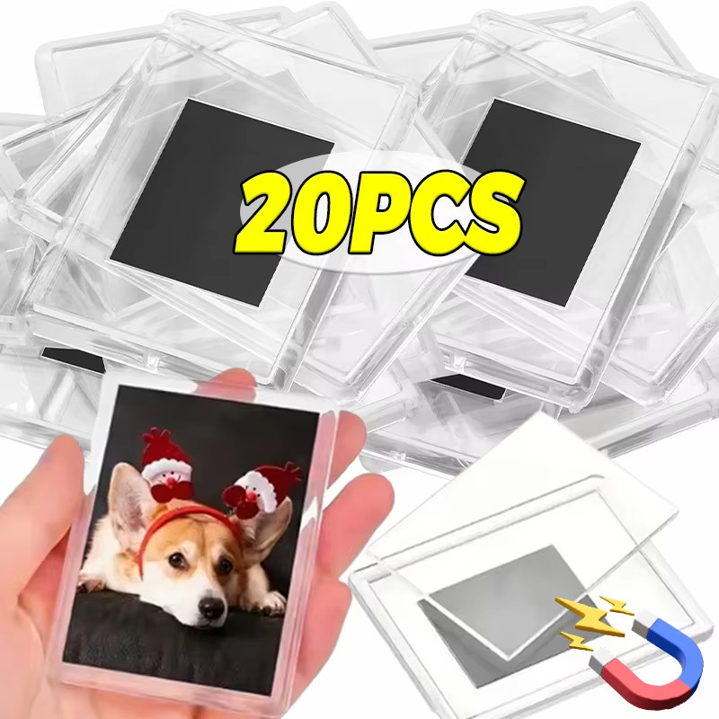

12/20PC Clear Magnet Photoes Holders Acrylic Refrigerator Magnetic Display Frames Office DIY Insert Photo Picture Storage Holder