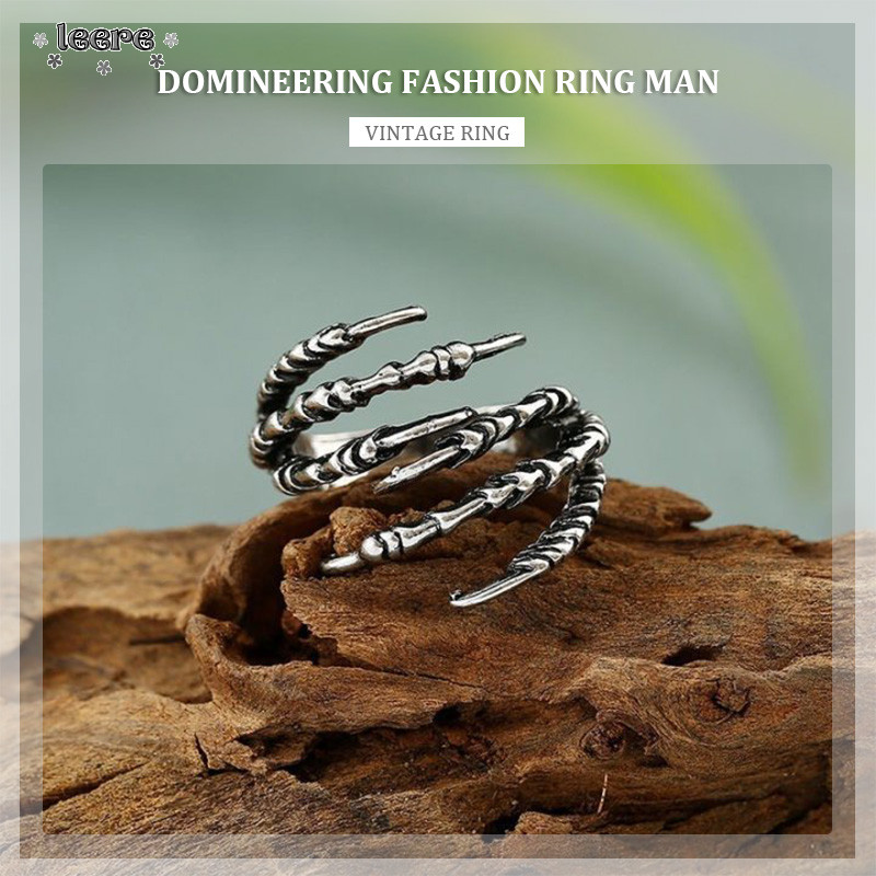 COD Domineering Fashion Ring Men Skull Dragon Vintage Punk Personality Ring-Le