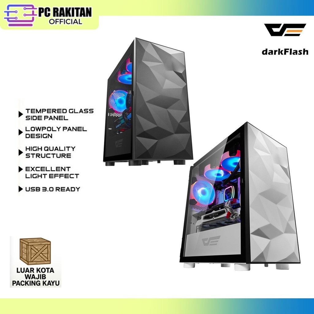 darkFlash DLM21 MESH M-ATX PC Casing [No Fan] / Casing PC Tanpa Fan - Hitam/putih