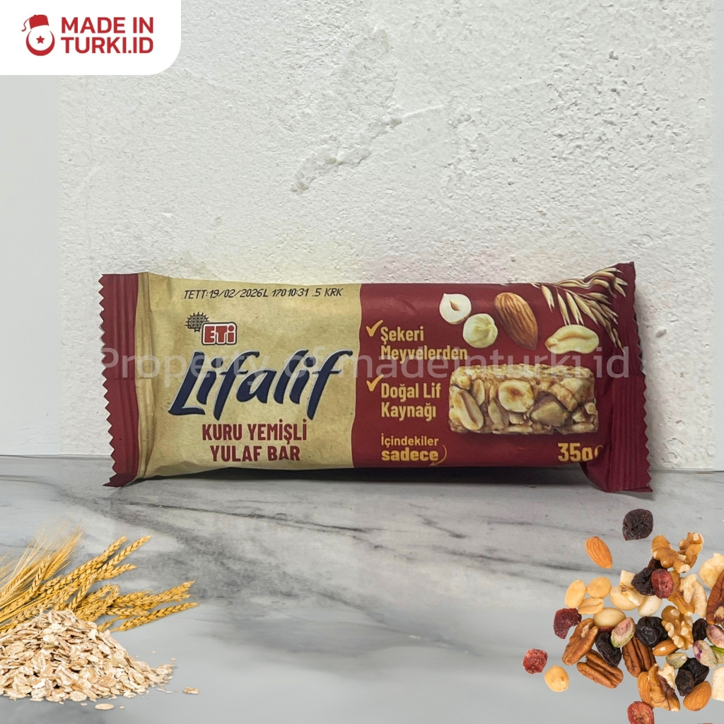 

Eti Lifalif Kuru Yemisli Yulaf Bar 35gr - Snack Bar Kacang Turki 100% Original madeinturki.id