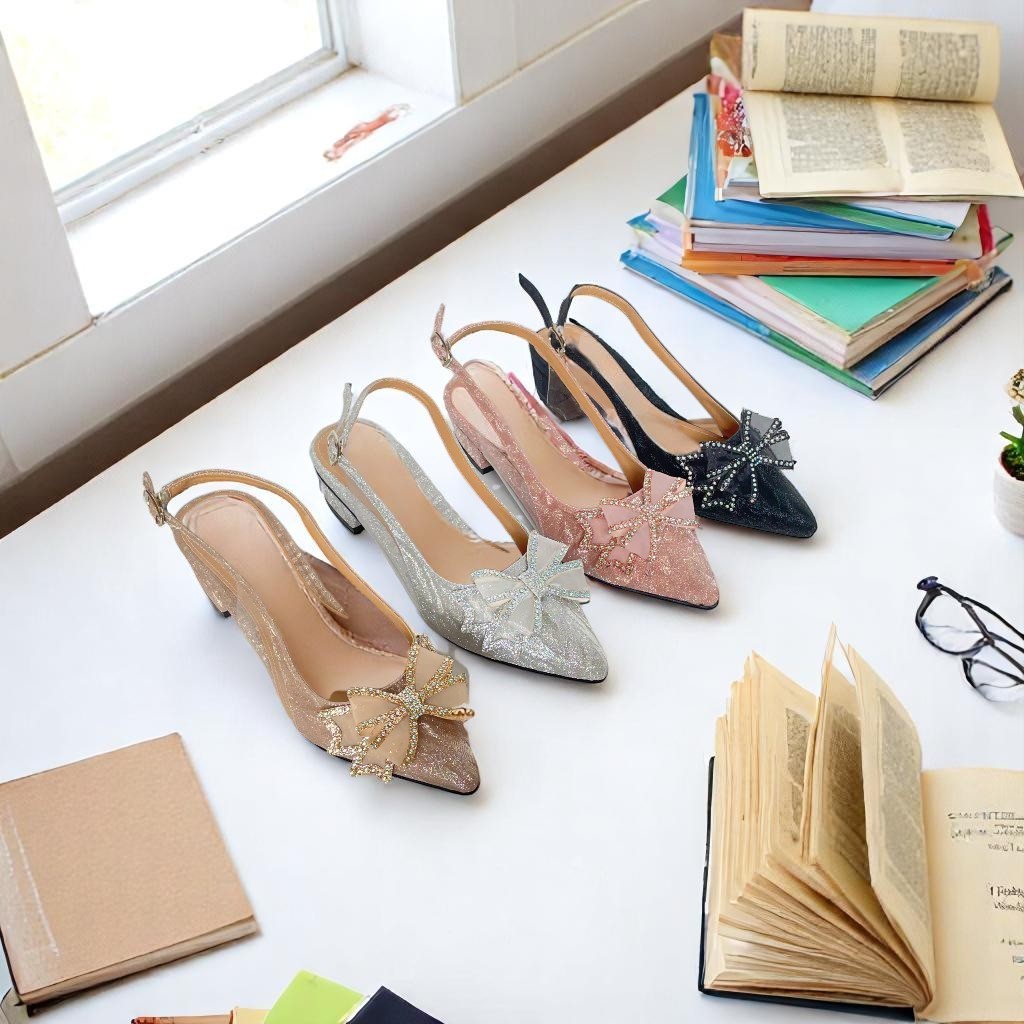 Sepatu wanita layla sepatu pesta wanita 3cm pita kupu kupu