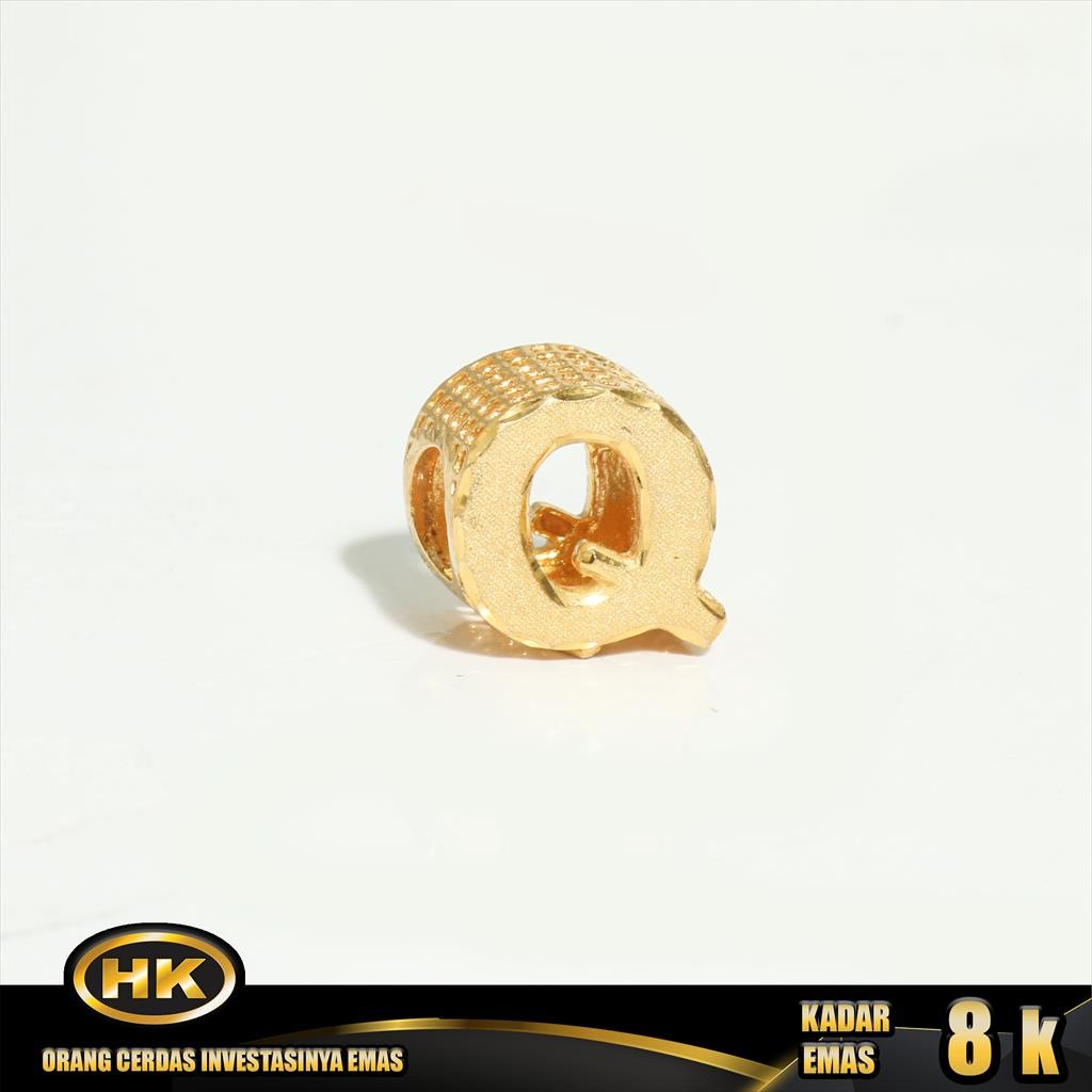 Liontin Emas 8K - Huruf Q -HK Gold