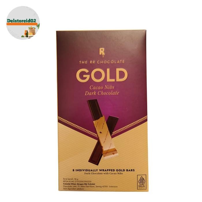 

The rr chocolate gold cacao nibs dark chocolate 56 gram