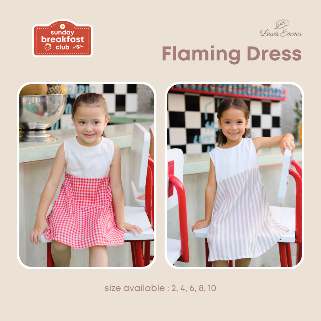 VR8KR LEWIS EMMA - Flaming Dress (2-10 Tahun) Dress Anak Perempuan / Baju Terusan Tanpa Lengan