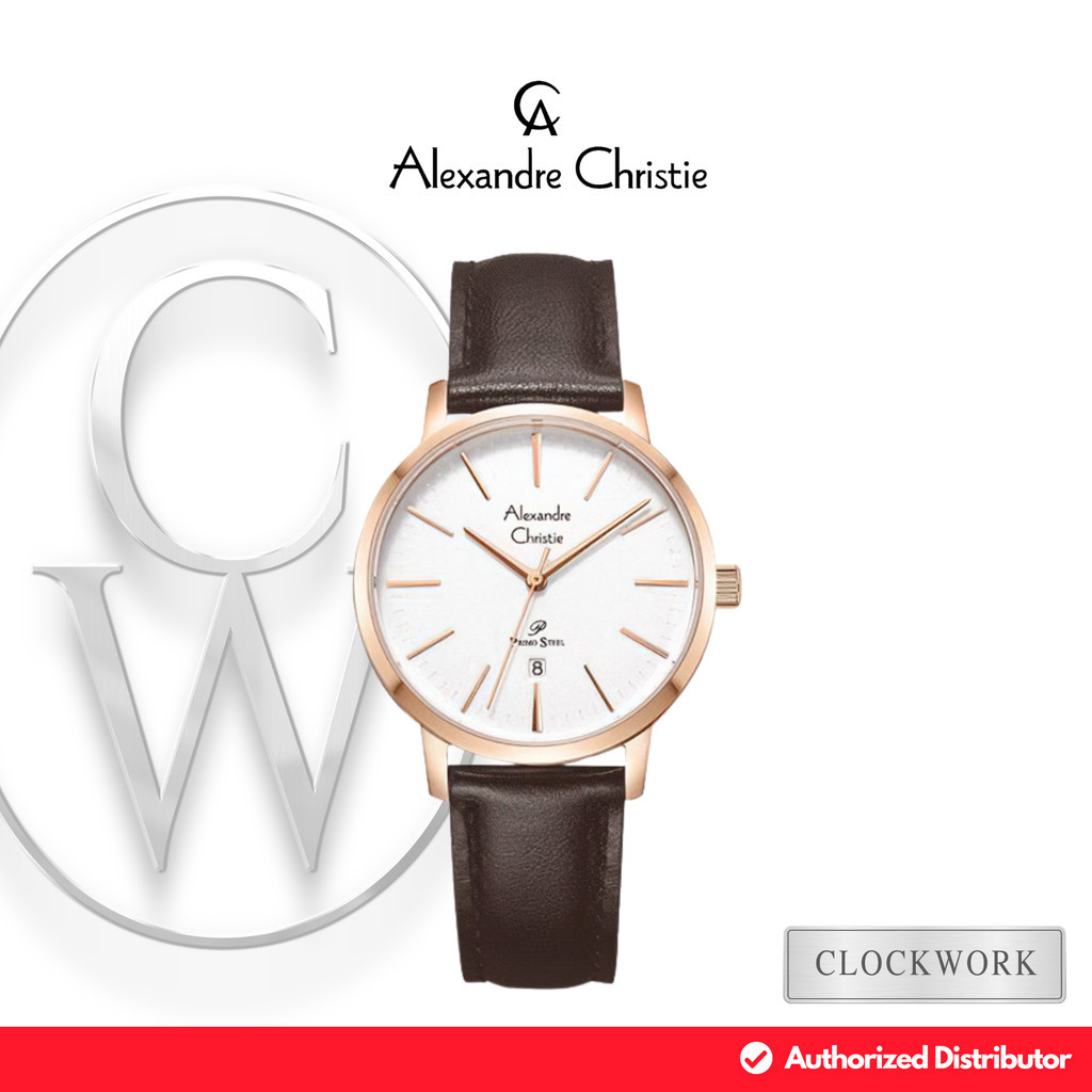 Jam Tangan Wanita Alexandre Christie Primo Steel AC 1028 LDLRGSLBO Kulit Classic Minimalis Simple Ca