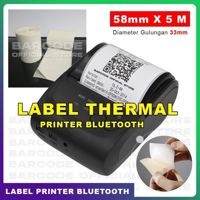 

Kertas Label Stiker Printer Bluetooth Thermal ( 58 x 33 mm / 5 M ) -tma65